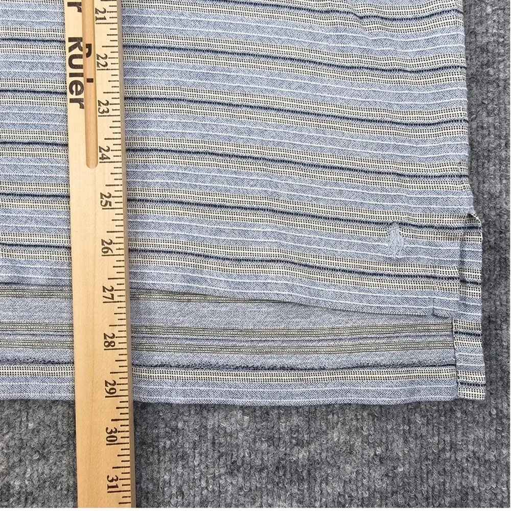 Polo Ralph Lauren XL Pima Cotton Striped Polo Shirt Blue Tan Pocket Mens Classic
